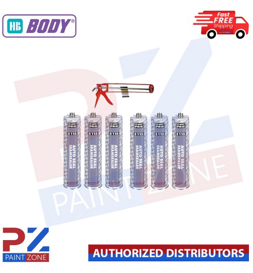 6x HB Body S115 Seam Sealer Cartridge K Car Body Sealer 300ML With Caulking Gun